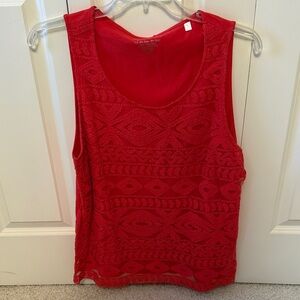 Chico's Vibrant Red Lace Tank Top